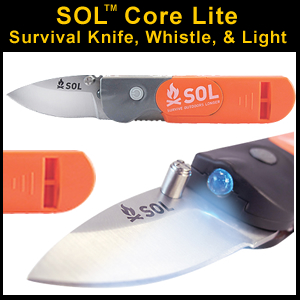 SOL Core Lite 3 in 1 Knife Light Rescue Whistle