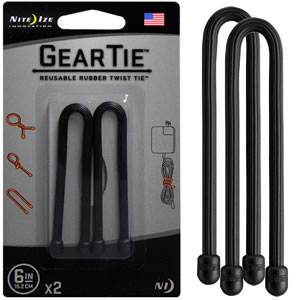 Rubber Gear Tie - 6" - Black - Two Pack (SMN01803)