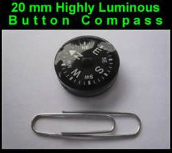 Grade AA 20mm OEM Survival Button Compass 8hr Luminous 