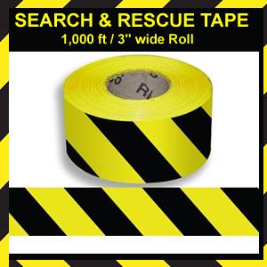 Search & Rescue Tape - 1,000 ft. Roll- Yellow/Black (SMCRL83)
